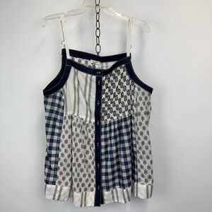 Pilcro Blue and White Patterned Tank Top